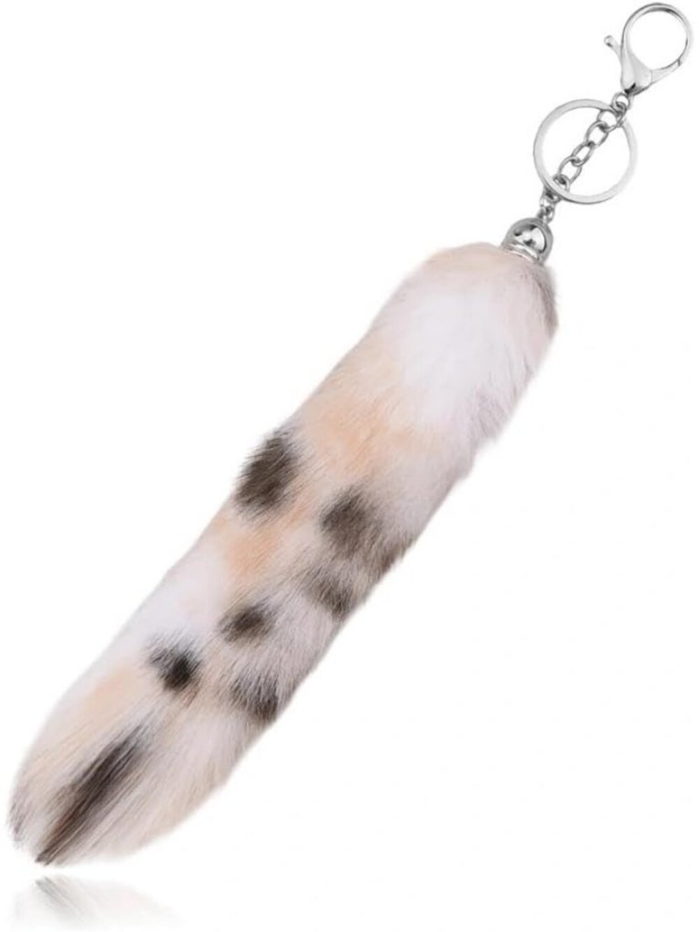 Brown Fluffy Plush Therian Tail Keychain Faux Fur Fox Raccoon Bag Charm for Girl
